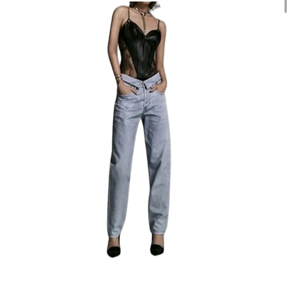 Jean Atelier Flip In Sky Fold-over High-rised Straight-leg‎ Jeans 24